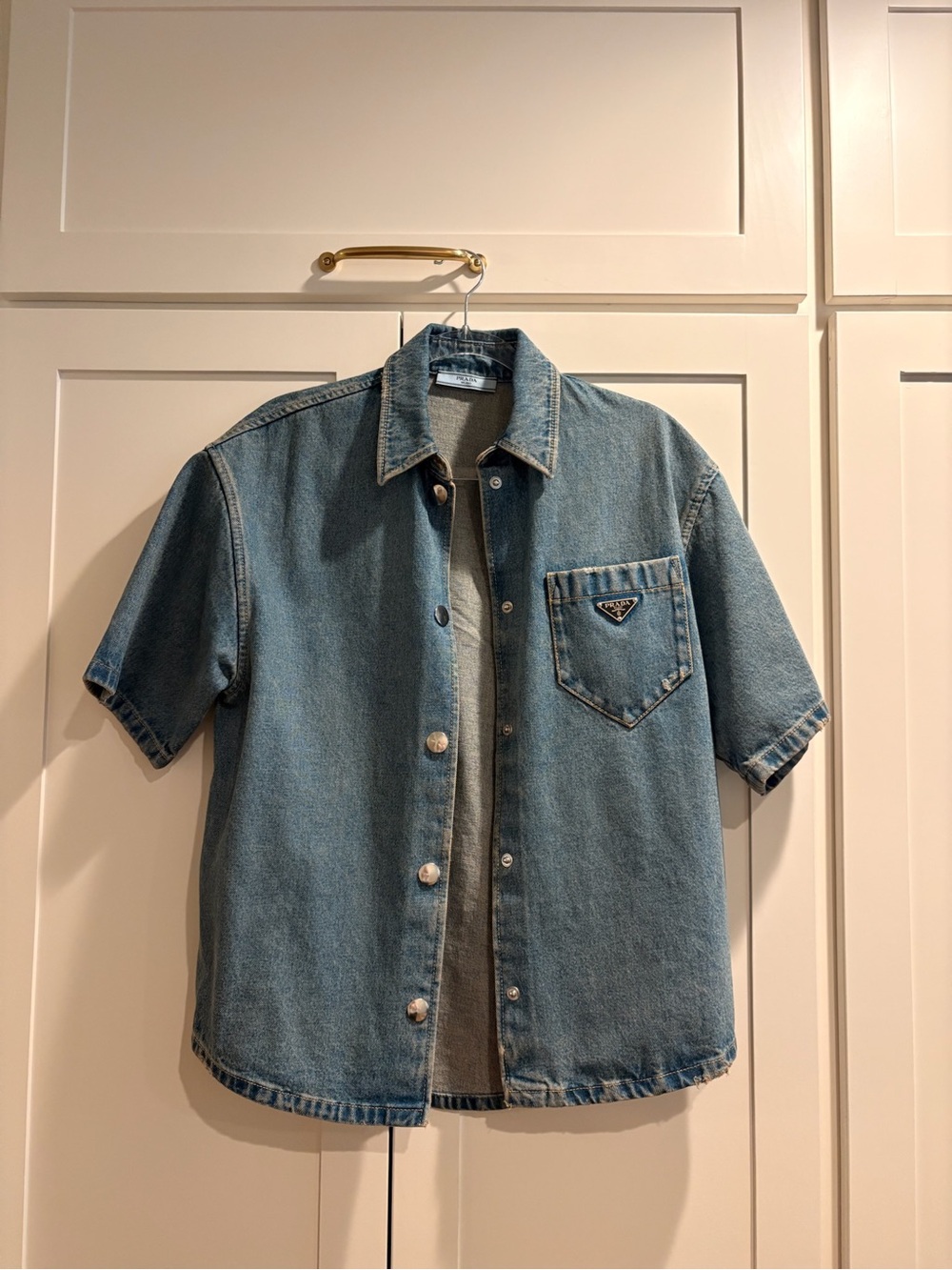 Prada Light Blue Short-Sleeve Denim Jacket